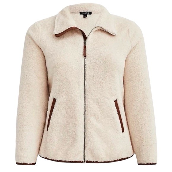 Torrid Women’s Plus Size Ivory Zip Front Faux Shearling Jacket Size 1X - Picture 4 of 9
